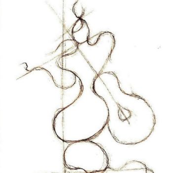 Рисунок под названием "'MUSICO Y BOHEMIO'…" - Manuel Santiago, Подлинное произведение искусства, Карандаш