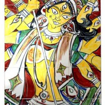 Peinture intitulée "Durga_1" par Man Singh Nirwan, Œuvre d'art originale