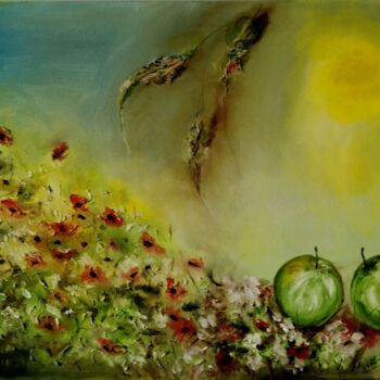 Peinture intitulée "Sprining Happines" par Mansoureh Ashrafi, Œuvre d'art originale, Huile