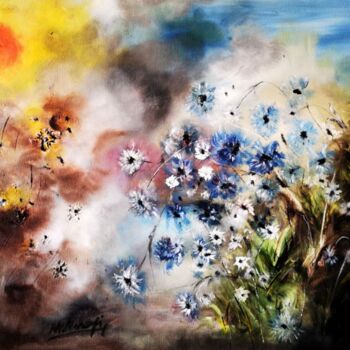 Painting titled "Small Flowers" by Mansoureh Ashrafi, Original Artwork, Oil