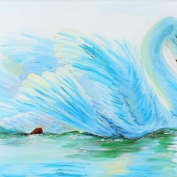 Pittura intitolato "Swan" da Mantas Naulickas, Opera d'arte originale, Olio