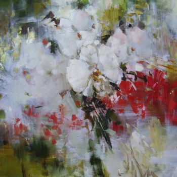 Painting titled "Orchid garden" by Elena Rezaeva, Original Artwork, Oil