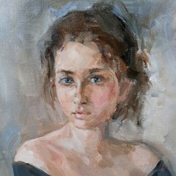 Painting titled "Портрет" by Elena Rezaeva, Original Artwork, Oil