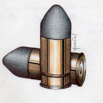 Dessin intitulée "cartouches" par Manu Draftsman, Œuvre d'art originale, Stylo à bille