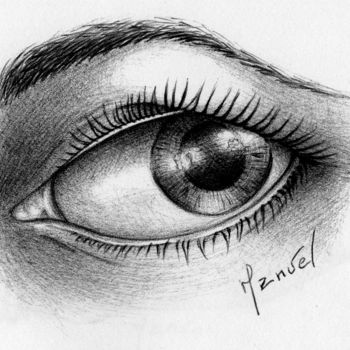 Dessin intitulée "oeil" par Manu Draftsman, Œuvre d'art originale