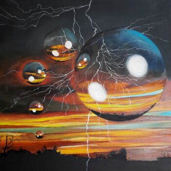 Peinture intitulée "orage-oh-des-espoir…" par Manu Surreabulliste, Œuvre d'art originale, Huile