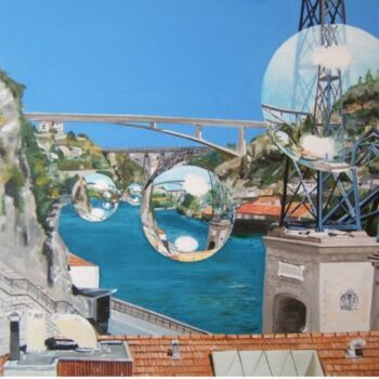 Malerei mit dem Titel "Bullles de Porto" von Manu Surreabulliste, Original-Kunstwerk