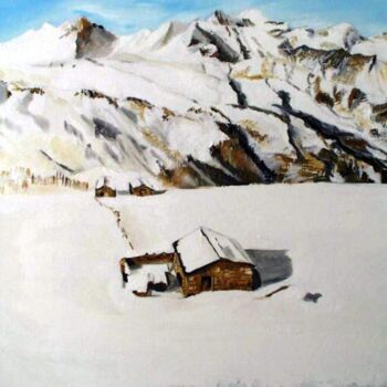 Malerei mit dem Titel "sous la neige" von Manu Surreabulliste, Original-Kunstwerk