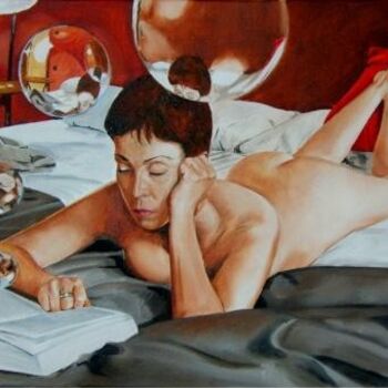 Painting titled "BELLE LECTURE" by Manu Surreabulliste, Original Artwork