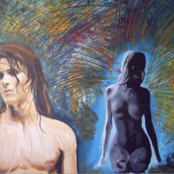 Peinture intitulée "le couple" par Manu Surreabulliste, Œuvre d'art originale