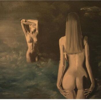 Malerei mit dem Titel "bain de minuit" von Manu Surreabulliste, Original-Kunstwerk