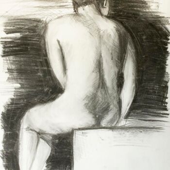Drawing titled "Nude woman 053" by Manu Toxxic, Original Artwork, Charcoal