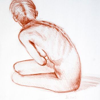 Zeichnungen mit dem Titel "Woman 014" von Manu Toxxic, Original-Kunstwerk, Pastell