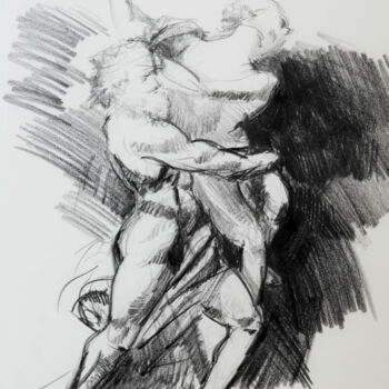 Рисунок под названием "Il ratto di Proserp…" - Manu Toxxic, Подлинное произведение искусства, Древесный уголь