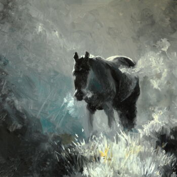 Schilderij getiteld "Horse" door Manu Toxxic, Origineel Kunstwerk, Olie