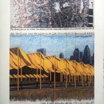 Отпечатки и Гравюры под названием "Christo: The Gates…" - Manuel Aragonés, Подлинное произведение искусства, Литография