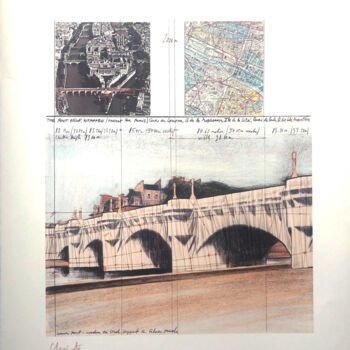 Printmaking titled "Christo: Pont Neuf…" by Manuel Aragonés, Original Artwork, Lithography