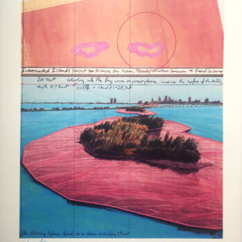 Printmaking titled "Christo: Surrounded…" by Manuel Aragonés, Original Artwork, Lithography