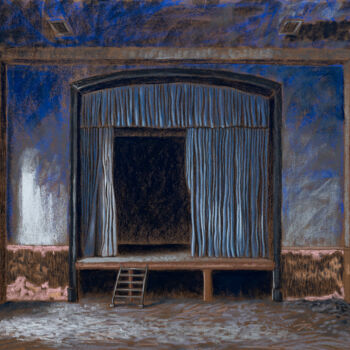 Malerei mit dem Titel "La Scène" von Manuel Dampeyroux, Original-Kunstwerk, Pastell