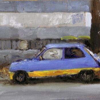 Painting titled "renault 5" by Manuel Leonardi, Original Artwork, Oil