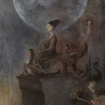 Malerei mit dem Titel "La lune assise" von Manuel Marchionni, Original-Kunstwerk, Acryl
