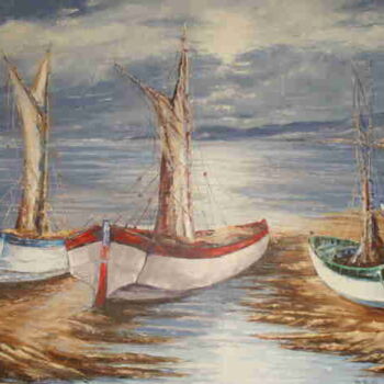 Painting titled "barques" by Manuel Martin, Original Artwork