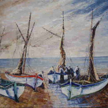 Painting titled "PECHEURS" by Manuel Martin, Original Artwork