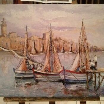 Peinture intitulée "3 BARQUES" par Manuel Martin, Œuvre d'art originale