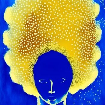 Digitale Kunst getiteld "Blonde afro" door Manuel Moinelo, Origineel Kunstwerk, Digitale collage