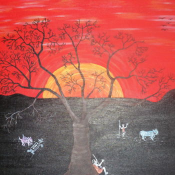 Peinture intitulée "savana" par M.Rocha, Œuvre d'art originale, Huile