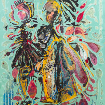 Peinture intitulée "Mujeres de carnaval" par Manuel Ruiz Carrillo, Œuvre d'art originale, Acrylique Monté sur Panneau de bois