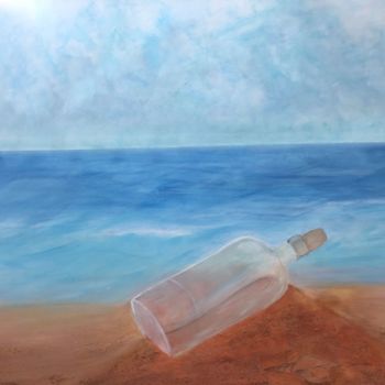 Malerei mit dem Titel "26-botella en la pl…" von Manuela Bernardo, Original-Kunstwerk, Acryl