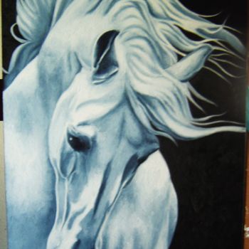 Peinture intitulée "cavalo-branco-1.jpg" par Manuela Machado, Œuvre d'art originale, Huile