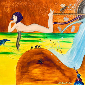 Картина под названием "Made in Japan" - Manuela Girgenti, Подлинное произведение искусства, Масло Установлен на Деревянная р…