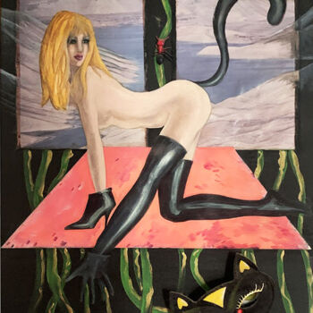 Pintura titulada "Sopra la gatta la p…" por Manuela Girgenti, Obra de arte original, Oleo Montado en Bastidor de camilla de…