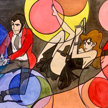 Pintura titulada "Lupin e Margot" por Manuela Girgenti, Obra de arte original, Témpera