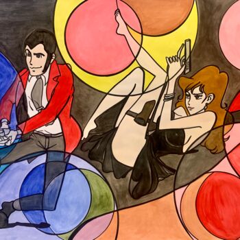 Painting titled "Lupin e Margot" by Manuela Girgenti, Original Artwork, Tempera