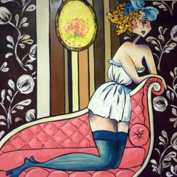 Pittura intitolato "Le boudoir" da Manuèle Lenoir, Opera d'arte originale, Olio