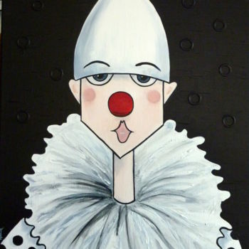 Painting titled "PIERROT" by Manuèle Lenoir, Original Artwork, Acrylic