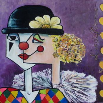 Pintura intitulada "portrait de clowns…" por Manuèle Lenoir, Obras de arte originais, Óleo