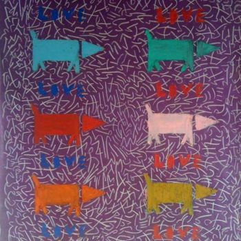 Painting titled "10_DOGS_75X50_pocho…" by Gyo, Original Artwork
