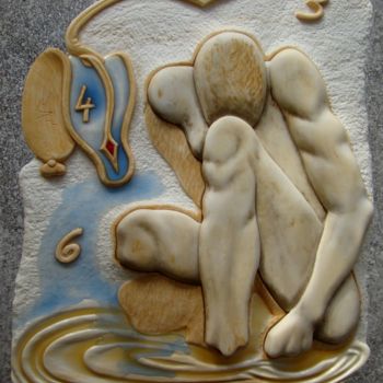 Skulptur mit dem Titel "Narcissus-rebirth2-…" von Manuel R Surrealist, Original-Kunstwerk, Stein