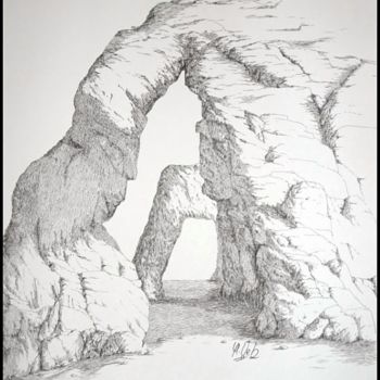 Dibujo titulada "playa de catedrales…" por Manuel Velis Gaspar, Obra de arte original