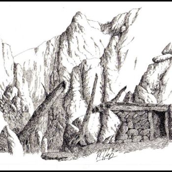 Drawing titled "CABAÑA EN EL BARRAN…" by Manuel Velis Gaspar, Original Artwork