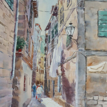Картина под названием "Narrow streets of K…" - Igor Manukhov, Подлинное произведение искусства, Акварель