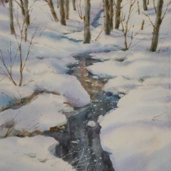 Painting titled "Spring day. March" by Igor Manukhov, Original Artwork, Watercolor