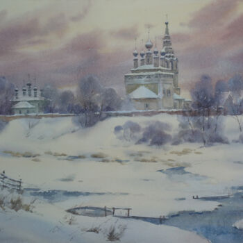 Картина под названием "Winter in Danilov M…" - Igor Manukhov, Подлинное произведение искусства, Акварель