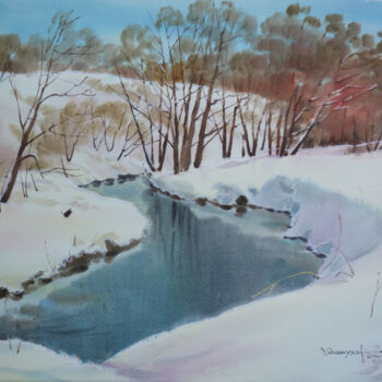 绘画 标题为“Spring River” 由Igor Manukhov, 原创艺术品, 水彩