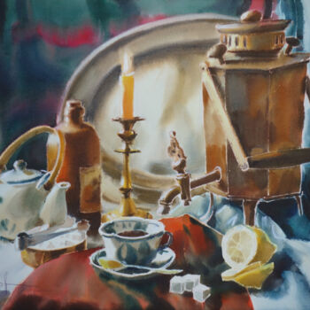 Картина под названием "Still-life with sam…" - Igor Manukhov, Подлинное произведение искусства, Акварель