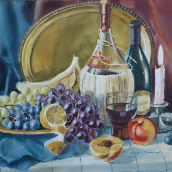Painting titled "Still life with fru…" by Igor Manukhov, Original Artwork, Watercolor